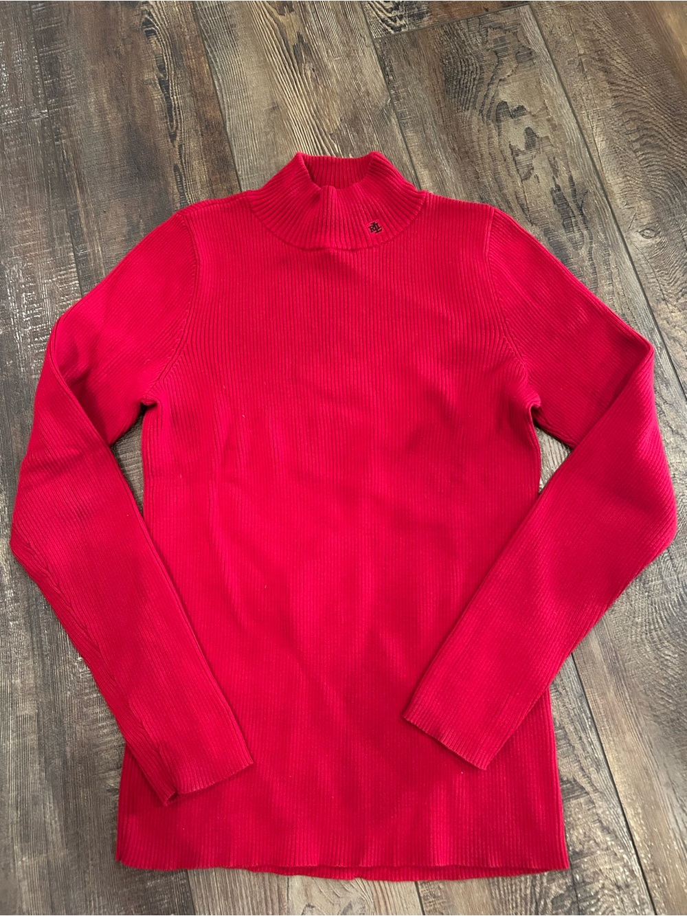 Ralph Lauren Red Ribbed Mock Neck Sweater